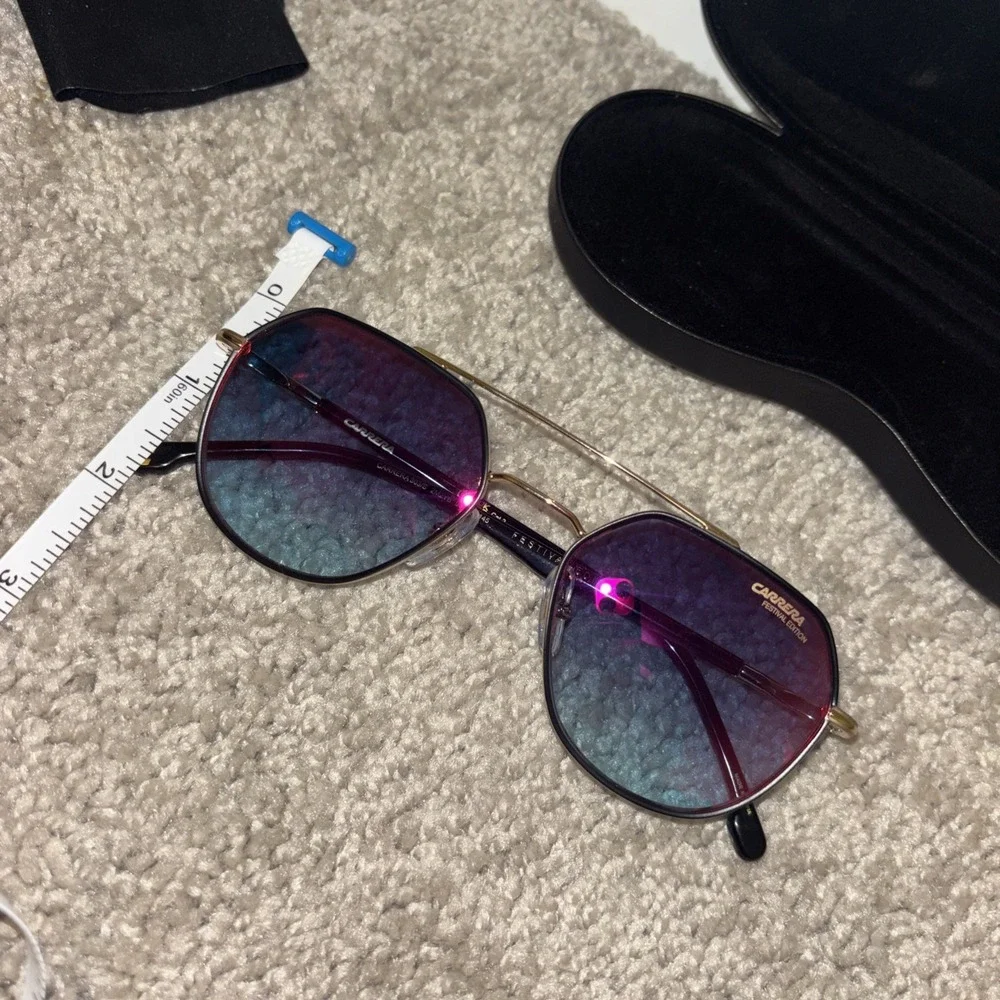 New Carrera 303/S Festival Edition Sunglasses Gold Blue Red $148 Unisex Aviator